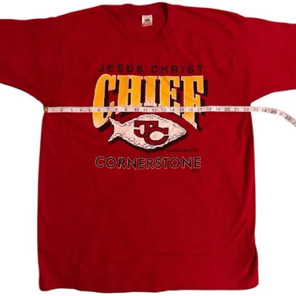 VTG Jesus Christ Chief Cornerstone Red Short Sleeve Tee - Picture 7 of 8